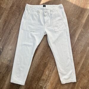 Edwin Malia Utility Denim White Jeans Boyfriend Eggshell